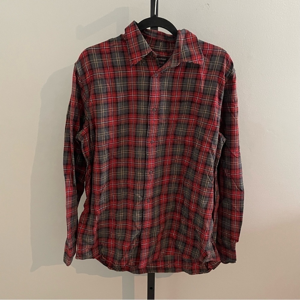 Banana Republic Flannel Standard Fit Button Up Shirt Size Large